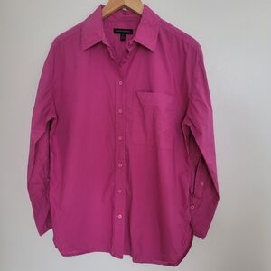 Banana Republic Fuschia Pink Button-Up Shirt 100% Cotton Size S Oversized